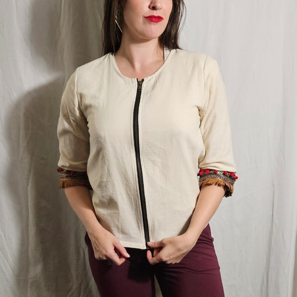 Hand Painted Linen Jacket - Picture 4 of 10